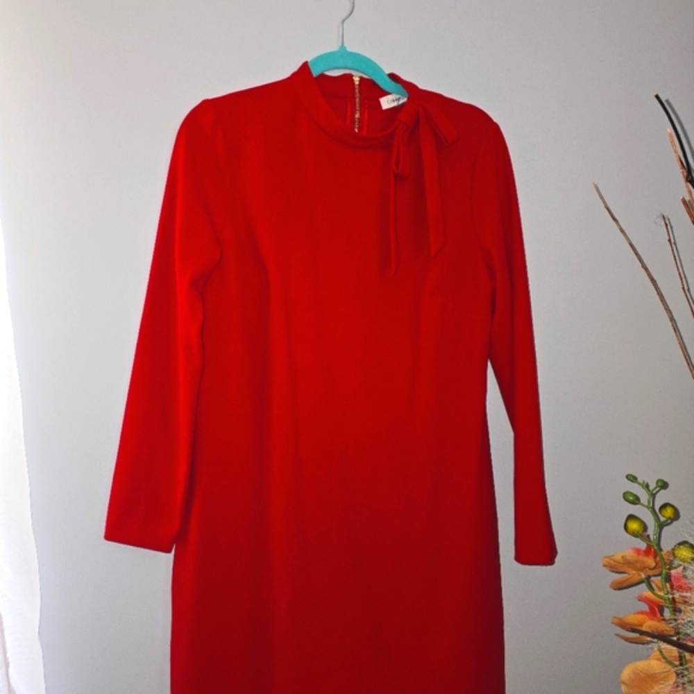 Calvin Klein Red Long Sleeve Dress